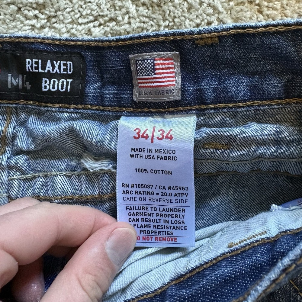 Ariat M4 Relaxed Boot Cut Jeans Fire Resistant Mens 34x32.5 Distressed - Picture 7 of 8